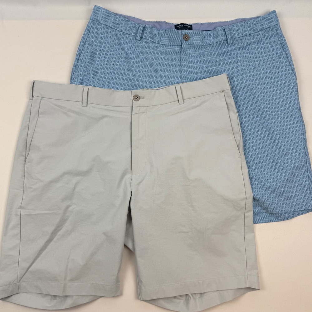 Lot of 2 Peter Millar Crown Crafted Men 38 Shorts Grey Blue MS23XB10 Performance